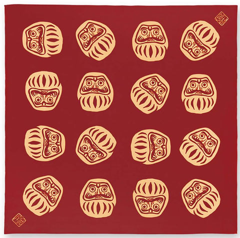 Kenema - Nanakorobi Yaoki (Always rising after a fall) Red 七転八起 赤 M399-66690 - Furoshiki 90X90cm