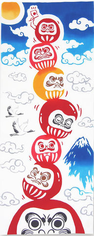 Kenema  - 50015 Daruma ochizu  (だるま落ちず) (The dyed Tenugui)- Japanese traditional Tenugui