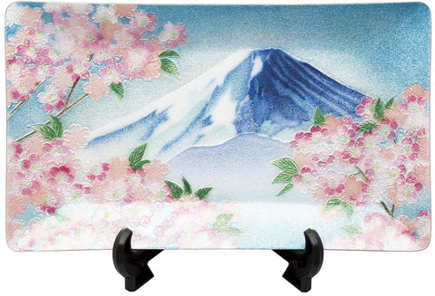 Saikosha - #104-19 Mt.Fuji & Sakura (Cloisonné ware ornamental plate) - Free Shipping