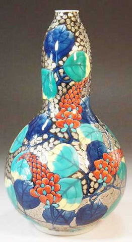Fujii Kinsai Arita Japan - Somenishiki Platinum Kudzu Vase 23.20 cm - Free Shipping