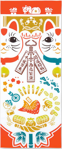 Kenema  - 50133 Kumade Maneki neko 熊手招き猫 (The dyed Tenugui)