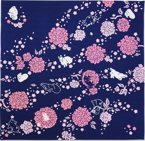 Kenema - Mari Sakura to Usagi  (Sakura and Rabbit) 鞠桜とうさぎ  - Furoshiki  90X90cm