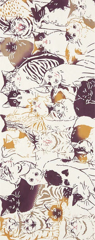 Kenema  - 51692 Neko zukushi (Cats) 猫づくし  (The dyed Tenugui)- Japanese traditional Tenugui