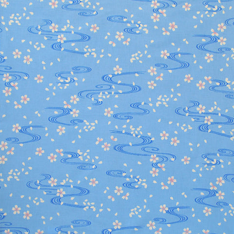 Seiran - Sakura Ryusui (Sakura flowing water) 青嵐 綿 小 風呂敷 約48cm【櫻流水】MA1006   (JAPANESE WRAPPING CLOTH) 48 X 48 CM