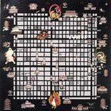 Yu-Soku - Kyoto Rakuchu Rakugaizu Black   京都 −洛中洛外図− - Furoshiki 50 x 50 cm