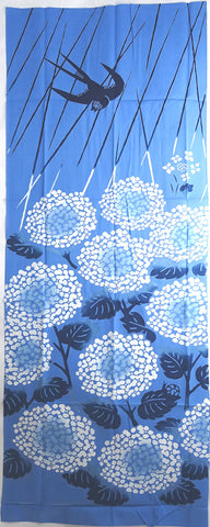 Kenema  - 54409  Tsubame & Ajisai   燕紫陽花 (The dyed Tenugui)