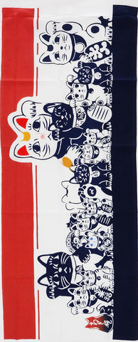 Kenema -  51178 Maneki Neko (Beckoning cat)   猫手まねき   (The dyed Tenugui)