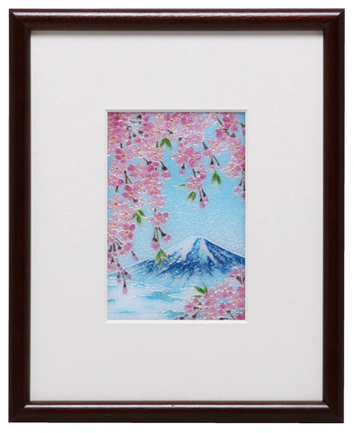 Saikosha - #111-13  Mt. Fuji & Sakura (Framed Cloisonné ware) - Free Shipping