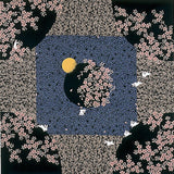 Yu-Soku - Yozakura Usagi Black   夜桜うさぎ  - Furoshiki 50 x 50 cm