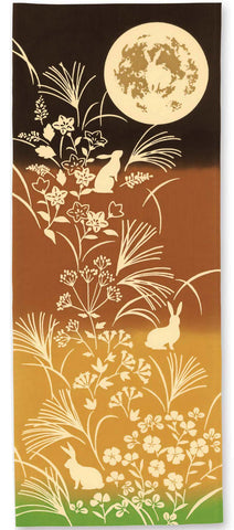 Kenema - 50059 Jyugoya Ogontsukiyo (Golden moon night) 黄金月夜 (The dyed Tenugui) - Japanese traditional Tenugui