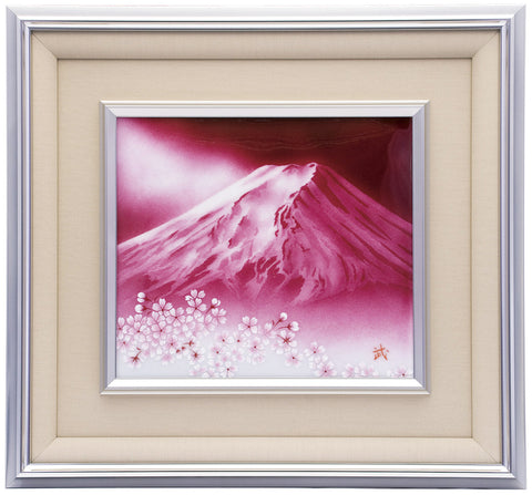 Saikosha - #114-08 Aka Fuji & Sakura (Framed Cloisonné ware) - Free Shipping