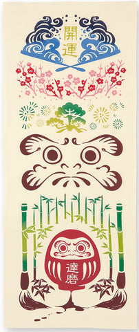 Kenema  - 50134  Sho Chiku Bai Daruma  松竹梅達磨 (The dyed Tenugui)