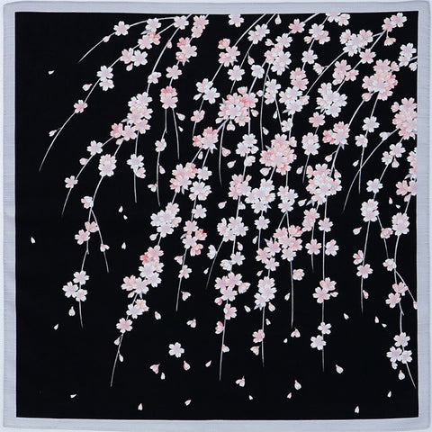 Yu-Soku - Shidare Sakura Black しだれ桜   - Furoshiki 50 x 50 cm