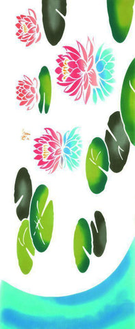 Kenema - 51648 Suiren (Water lily) 睡蓮/すいれん (The dyed Tenugui)