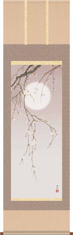 Sankoh Kakejiku - 27A2-061  Yozakura (Sakura at night with moon) - Free Shipping