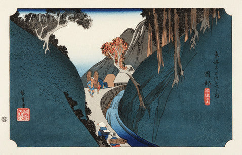 Utagawa Hiroshige - No.22 - 21th Station Okabe 岡部 宇津之山- The 53 Stations of the Tōkaidō (Hoeido-Edition) - Free Shipping