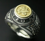 Saito - Kamon (Family Crest Emblem) (18Kt Gold) with Sun Tzu Silver Ring Silver 925