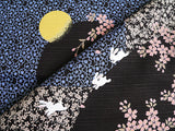 Yu-Soku - Yozakura Usagi Black   夜桜うさぎ  - Furoshiki 50 x 50 cm