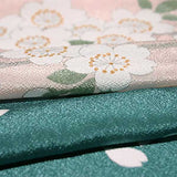 Koetsu Chirimen Yuzen - Sakura  70 光悦ちりめん友禅 桜 グリーン  10086-205  - Furoshiki  70 x 70 cm