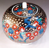 Fujii Kinsai Arita Japan - Somenishiki Platinum Sakura Incense burner 10.70 cm  - Free Shipping