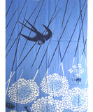 Kenema  - 54409  Tsubame & Ajisai   燕紫陽花 (The dyed Tenugui)