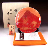 Fujii Kinsai Arita Japan - Shinshayu Kinsai Mt. Fuji & Crain Ornamental plate 19.00 cm - Free Shipping