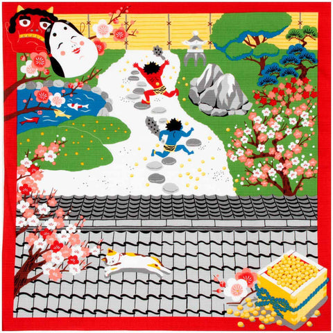 Mikeneko Mike - February Furoshiki (Japanese Wrapping Cloth)