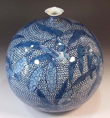 Fujii Kinsai Arita Japan - Sometsuke Vase 24.60 cm - Free
