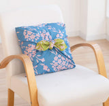 Omotenashi -  Double-Sided Dyeing Sakura - Light Blue 桜/白群(びゃくぐん)- Furoshiki 50 x 50 cm (Japanese Wrapping Cloth)