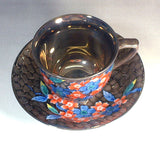 Fujii Kinsai Arita Japan - Somenishiki Platinum Sakura Cup & Saucer - Free Shipping