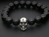 Saito - Skull (Silver 925) w/Bonji with Onyx Rosary