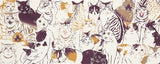 Kenema  - 51692 Neko zukushi (Cats) 猫づくし  (The dyed Tenugui)- Japanese traditional Tenugui