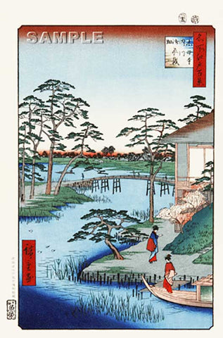Utagawa Hiroshige - No.092 Mokuboji Temple and Vegetable Fields on Uchigawa Inlet 木母寺内川御前栽畑 - One hundred Famous View of Edo - Free shipping