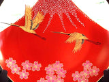 Fujii Kinsai Arita Japan - Shinshayu Kinsai Mt. Fuji ,Crain, Sakura Ornamental plate 26.50 cm - Free Shipping