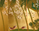 Tominaga Jyuho - Japanese Traditional Hand Paint Byobu (Gold Leaf Folding Screen) - X124 - Free Shipping