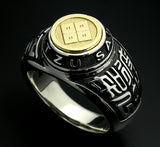 Saito - Kamon (Family Crest Emblem) (18Kt Gold) with Sun Tzu Silver Ring Silver 925