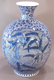 Fujii Kinsai Arita Japan - Somenishiki Karakusa Peony & Uzura (Quail) Vase 44.50 cm  - Free Shipping