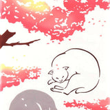 Kenema - 50138  Ohanami Neko  お花見猫  (The dyed Tenugui)