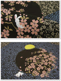 Jiyufu - Yozakura Usagi  Black  夜桜うさぎ  - Furoshiki - 118 x 118 cm