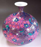 Fujii Kinsai Arita Japan - Somenishiki Kinsai Seigaiha Monyou Sakura Vase 25.50 cm - Free Shipping