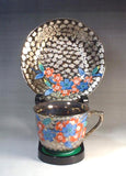Fujii Kinsai Arita Japan - Somenishiki Platinum Sakura Cup & Saucer - Free Shipping