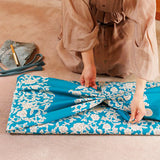 Kimono tsutsumi - Kacho sarasa  Blue green　花鳥更紗 アオミドリ (Japanese Wrapping Cloth)  150 x 150 cm