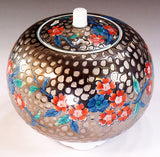 Fujii Kinsai Arita Japan - Somenishiki Platinum Sakura Incense burner 10.70 cm  - Free Shipping