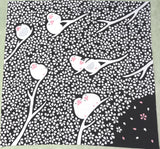 Kenema- Sakura Buncho (Cherry Blossoms Java Sparrow) 桜文鳥  66474 - Furoshiki  90X90cm