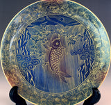 Fujii Kinsai Arita Japan - Yurisai Kinran Carp Ornamental plate 19.00 cm (Superlative Collection) - Free Shipping