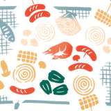 Kenema  - Barbecue  (バーベキュー)    (The dyed Tenugui)- Japanese traditional Tenugui