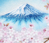 Saikosha - #106-01 Mt. Fuji & Sakura (Cloisonné ware ornamental plate) 30.00 cm - Free Shipping