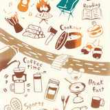 Kenema  - 50186 Camp no sugoshikata (How to spend the camp) (キャンプの過ごし方)    (The dyed Tenugui)- Japanese traditional Tenugui