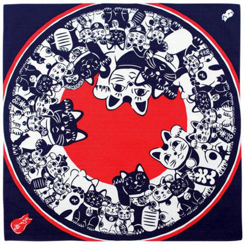 Kenema - Maneki-neko (Cat beckoning)  猫手まねき M199-67178  - Furoshiki 50 x 50 cm