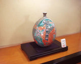 Fujii Kinsai Arita Japan - Somenishiki  Kinsai Seigaiha Oogiwari Flower & Bird vase 38.00 cm - Free Shipping